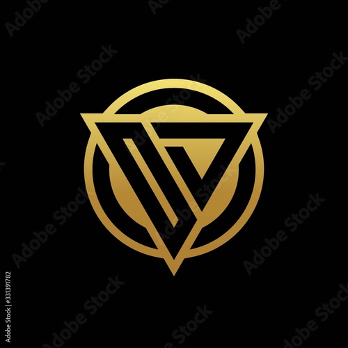 OD logo monogram with triangle shape and circle rounded isolated on gold colors