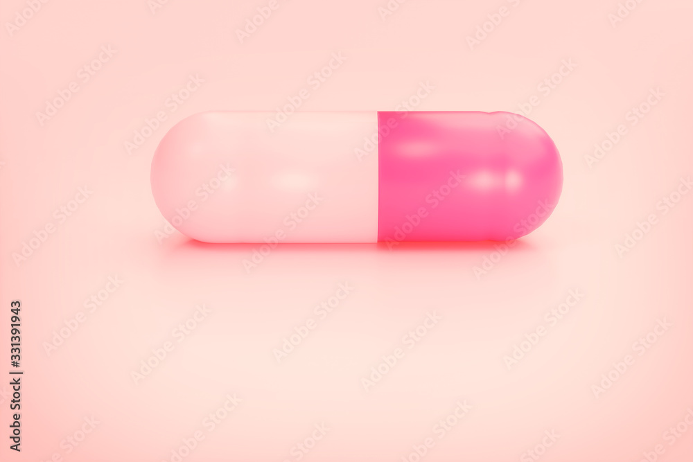 Medical Capsule ,pink medicine pill capsule on pink backgeound ,Medicine Concept 3D illustration Medical Capsule ,pink medicine pill capsule on pink backgeound ,Medicine Concept 3D illustration