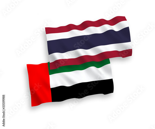 Flags of United Arab Emirates and Thailand on a white background