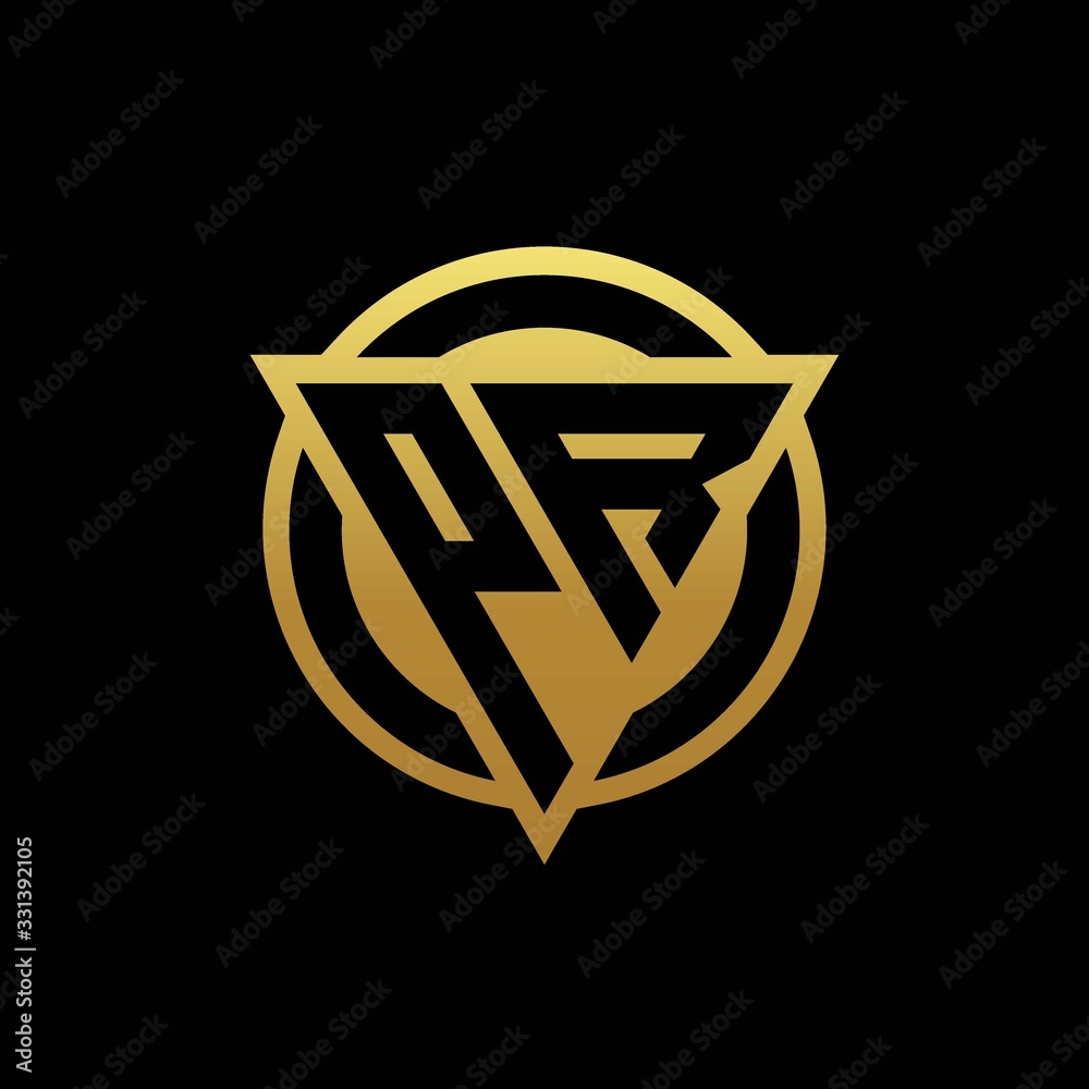 PR logo monogram with triangle shape and circle rounded isolated on gold colors PR logo monogram with triangle shape and circle rounded isolated on gold colors