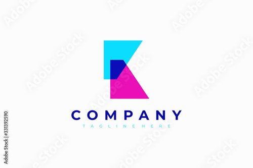 Abstract Letter R and K Construction Building Logo Design. Flat Vector Logo Template.