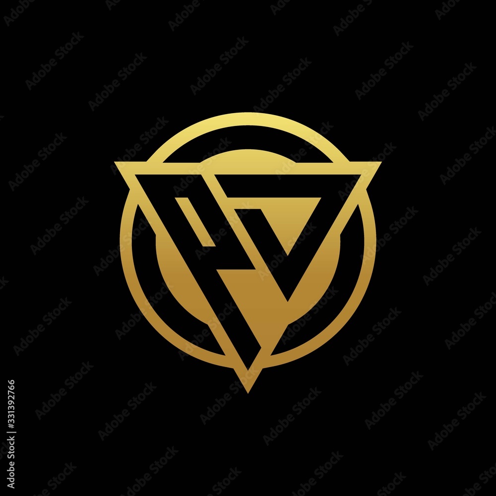 PD logo monogram with triangle shape and circle rounded isolated on gold colors PD logo monogram with triangle shape and circle rounded isolated on gold colors