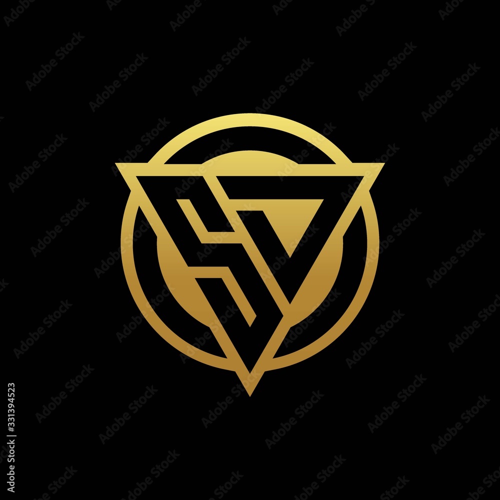 SD logo monogram with triangle shape and circle rounded isolated on gold colors SD logo monogram with triangle shape and circle rounded isolated on gold colors