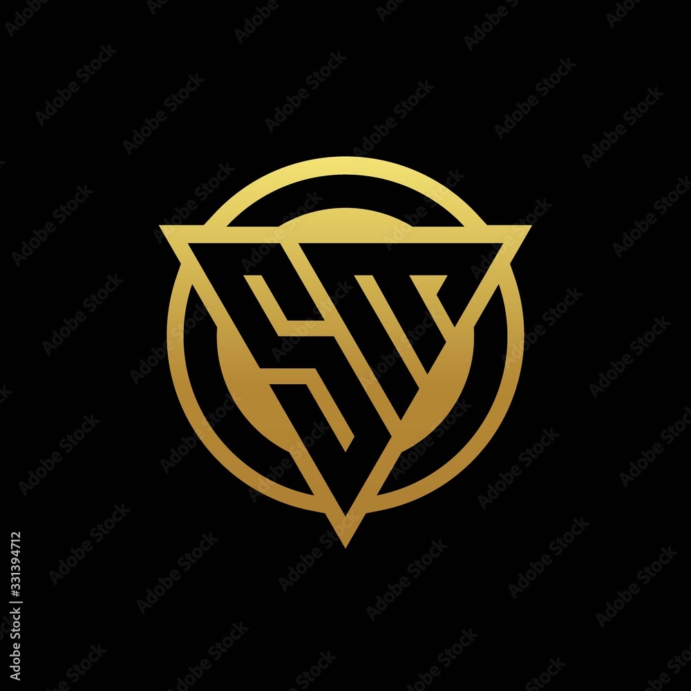 SM logo monogram with triangle shape and circle rounded isolated on gold colors