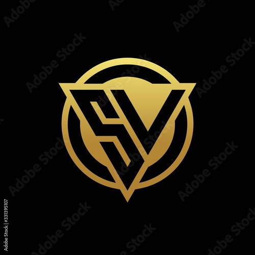 SV logo monogram with triangle shape and circle rounded isolated on gold colors