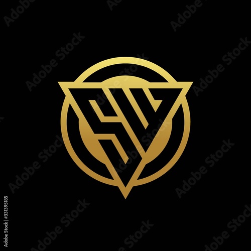 SW logo monogram with triangle shape and circle rounded isolated on gold colors