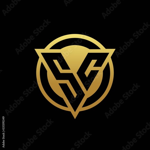 SC logo monogram with triangle shape and circle rounded isolated on gold colors