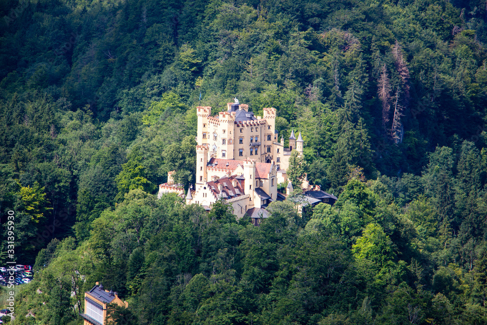 Hohenschwangau castle near fuessen, Bavaria, Germany sunny day