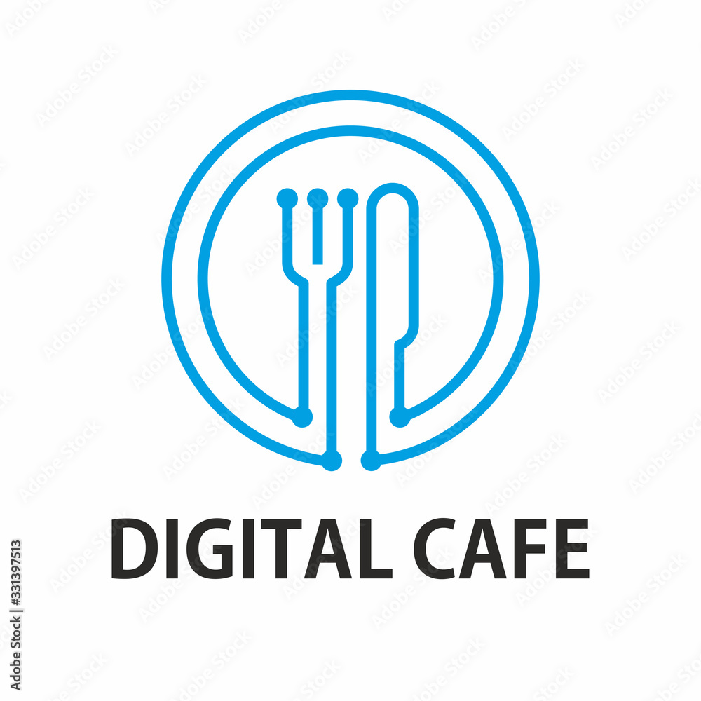 Digital Cafe Logo. Brand for cafe or restaurant. Vector graphics Digital Cafe Logo. Brand for cafe or restaurant. Vector graphics