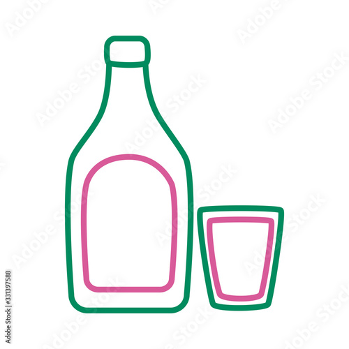 tequila bottle mexican line style icon