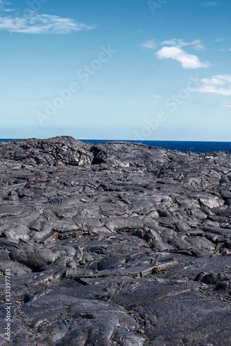 Vertical view of cooled lava flow near Kilauea Volcano Big Island Hawaii