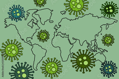 World map. Spread of the virus. Coronavirus. COVID-19. Vector illustration .