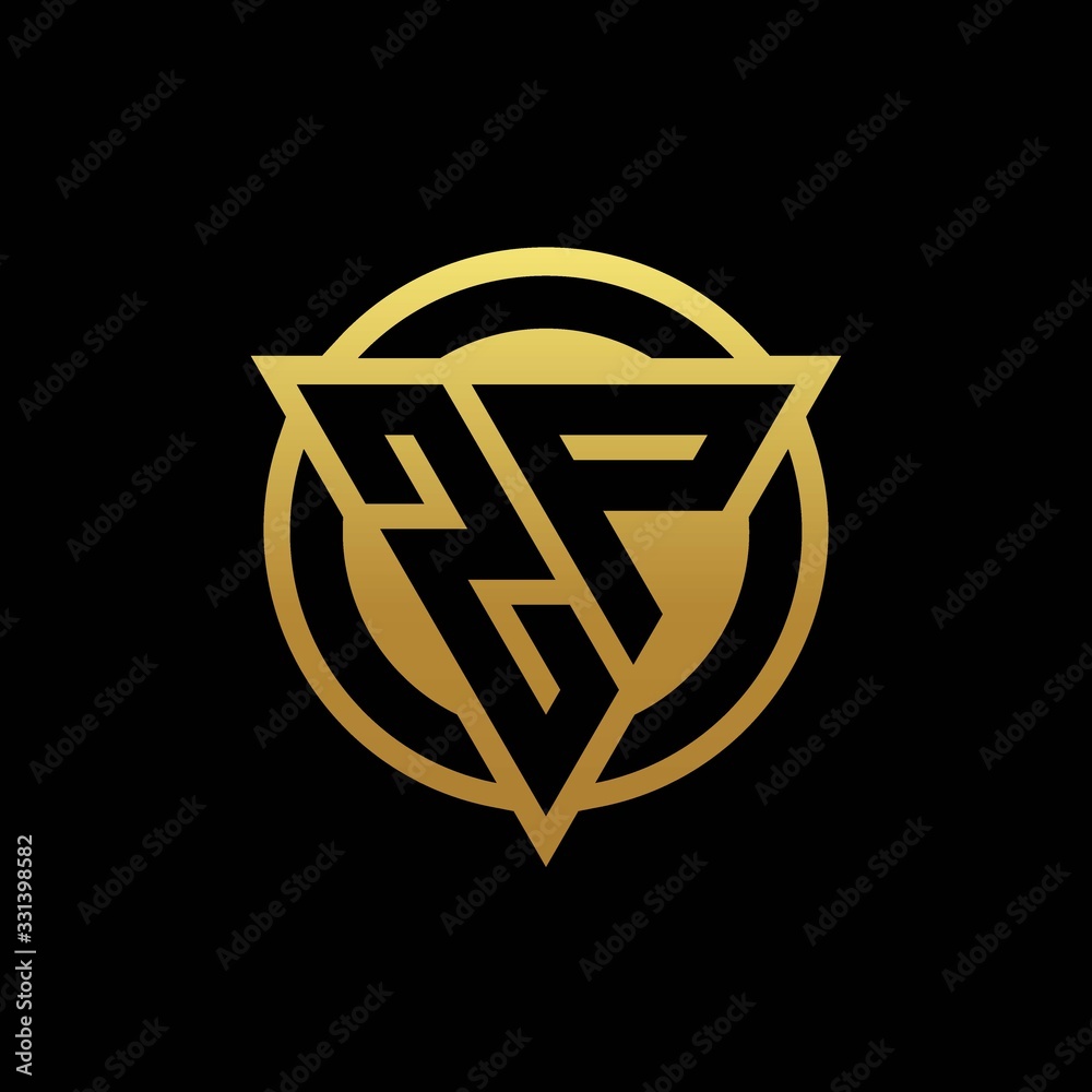 ZP logo monogram with triangle shape and circle rounded isolated on gold colors ZP logo monogram with triangle shape and circle rounded isolated on gold colors