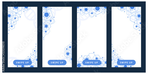 Novel Coronavirus 2019-nCoV. Wuhan virus disease, virus infection. Set of stories template with cells Corona virus. Linear outline style. Vector illustration. Mobile background.