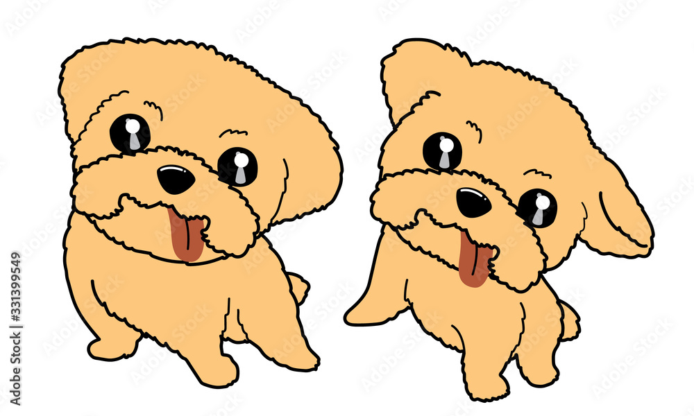 Cute Style fluffly dog cartoon vector