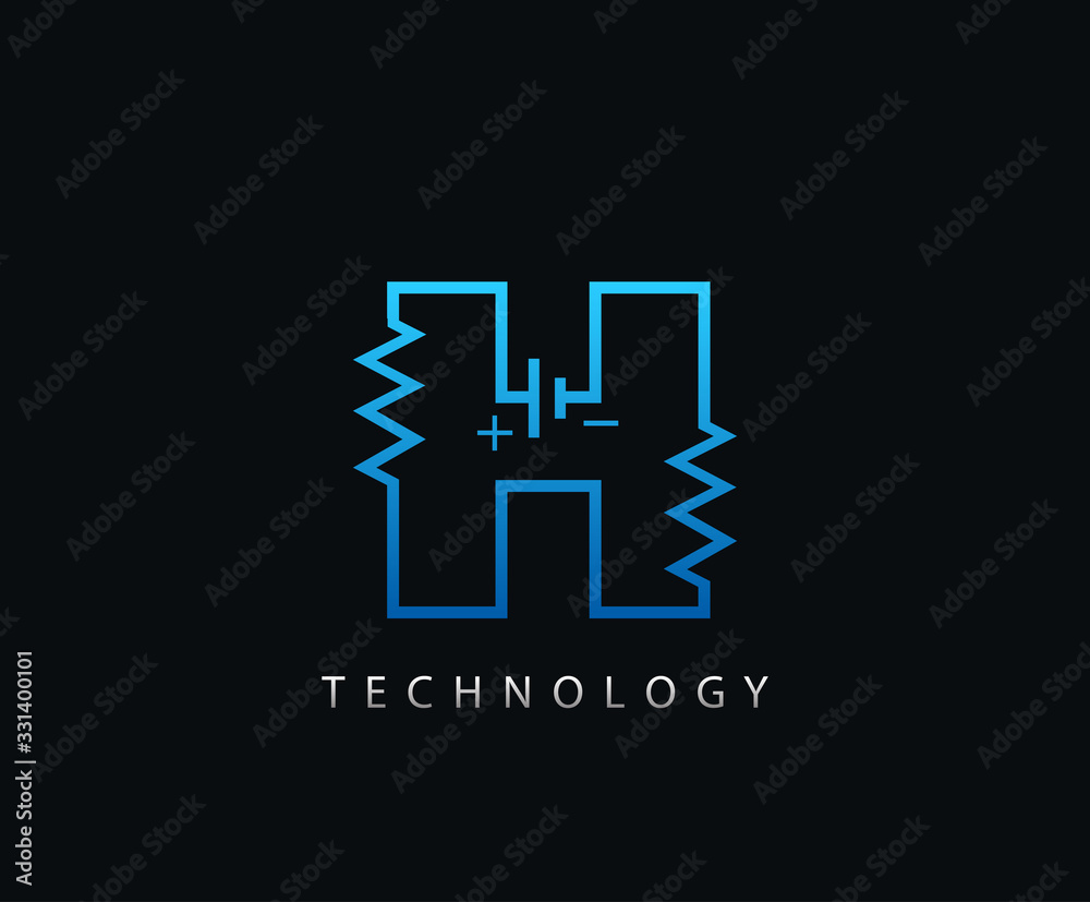 Electric H Letter Icon Design With Electrical Engineering Component Symbol. Electric H Letter Icon Design With Electrical Engineering Component Symbol.