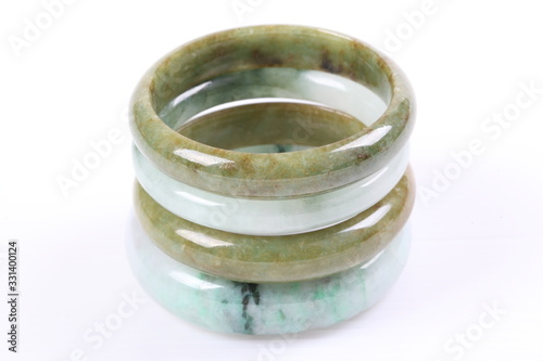 Jade bracelet on white background