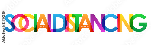 SOCIAL DISTANCING colorful vector typography banner