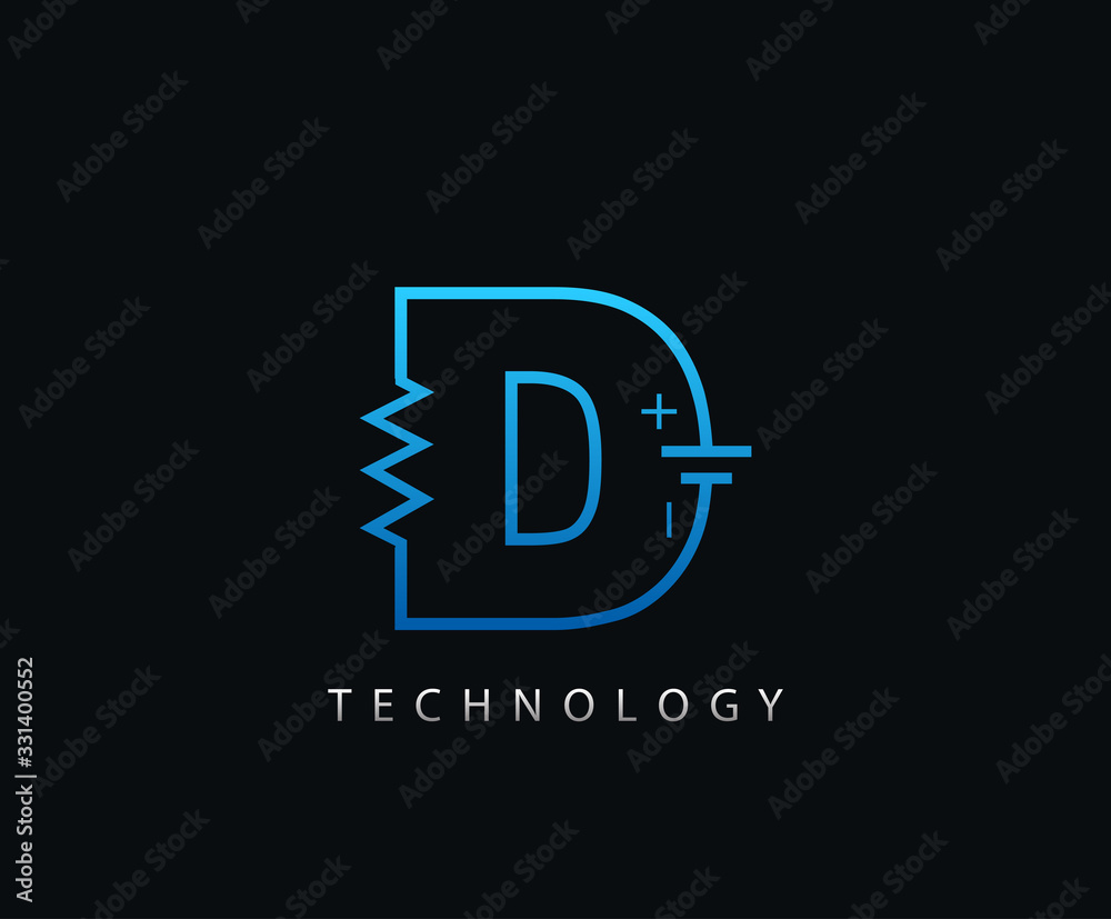 Electric D Letter Icon Design With Electrical Engineering Component Symbol. Electric D Letter Icon Design With Electrical Engineering Component Symbol.