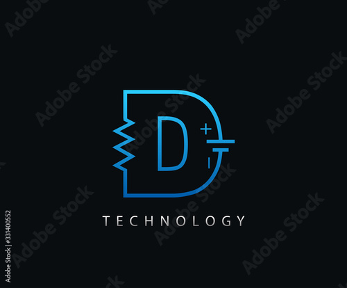 Free Download Electric D Letter Icon Design With Electrical Engineering Component Symbol. - GFXLoad