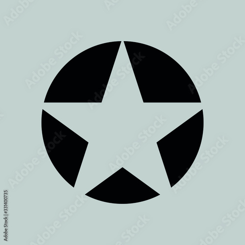 Vector icon of a star on a black circle.