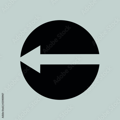 Arrow directed to the left on a black circle. Vector icon.