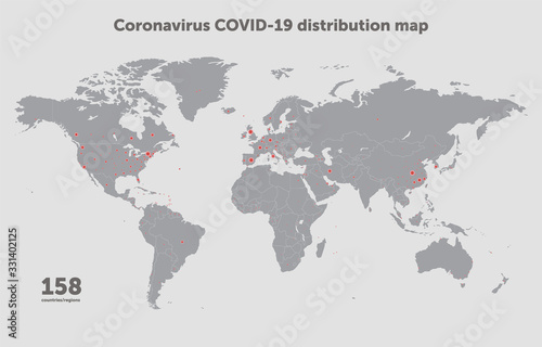 map of the spread of coronavirus Covid-19. Coronavirus pandemic. Flat vector Earth illustration. Vector illustration