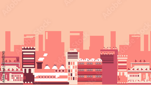 Pink Cake city  illustration towner building