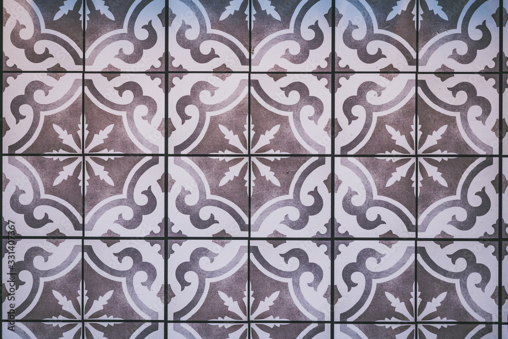 Carreaux de ciment ancien avec motif régulier Carreaux de ciment ancien avec motif régulier