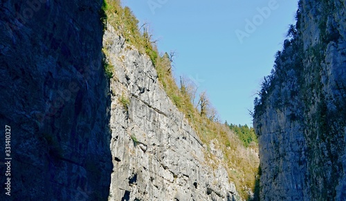 Mountain landscape with a canyon.
