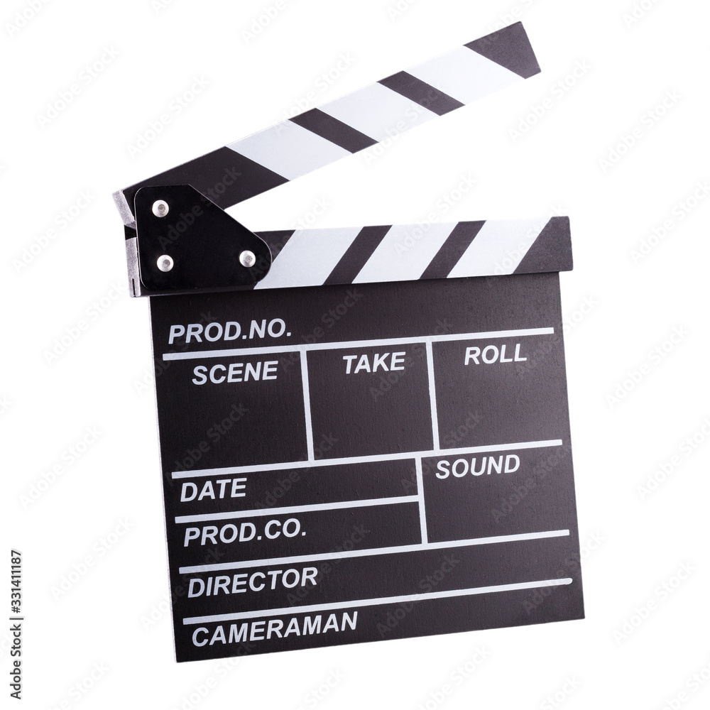 Film clapper board isolated on white background with clipping path