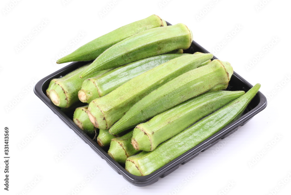 Fresh raw okra isolated on white background Fresh raw okra isolated on white background