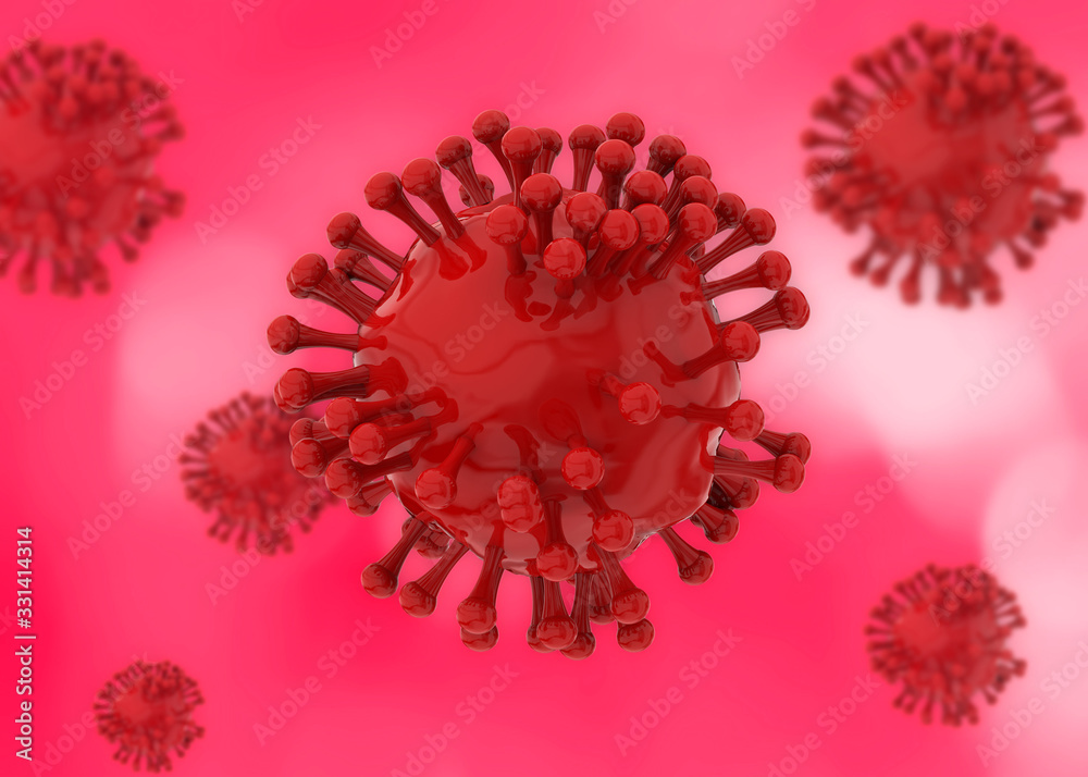 Fototapeta Red Dangerous Virus - 3D