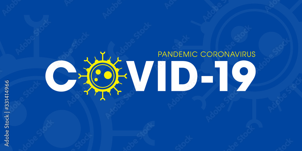 Covid-19 on a blue background - concept of web banner - Coronavirus pandemic
