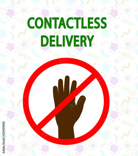 Contact less delivery concept. Contact free delivery icon. Coronavirus protection. Hands free delivery. Stock vector illustration, isolated on white background.