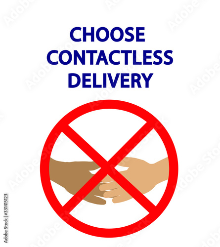 Contact less delivery concept. Contact free delivery icon. Coronavirus protection. Hands free delivery. Stock vector illustration, isolated on white background.