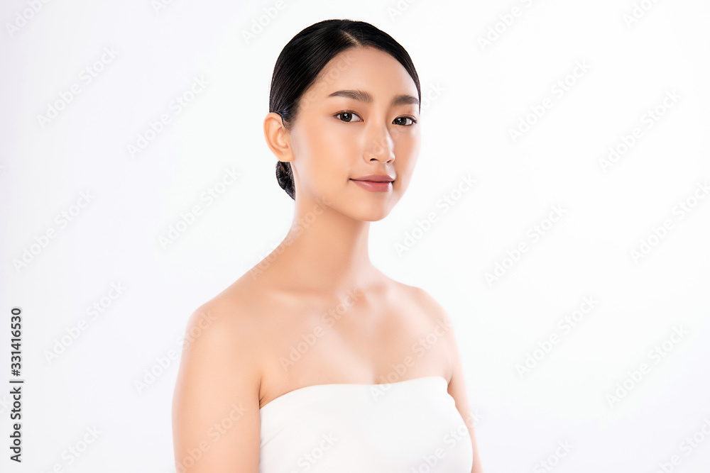 Beautiful Young Asian Woman with Clean Fresh Skin. Face care, Facial treatment, Cosmetology, beauty and healthy skin and cosmetic concept .woman beauty skin isolated on white background Beautiful Young Asian Woman with Clean Fresh Skin. Face care, Facial treatment, Cosmetology, beauty and healthy skin and cosmetic concept .woman beauty skin isolated on white background