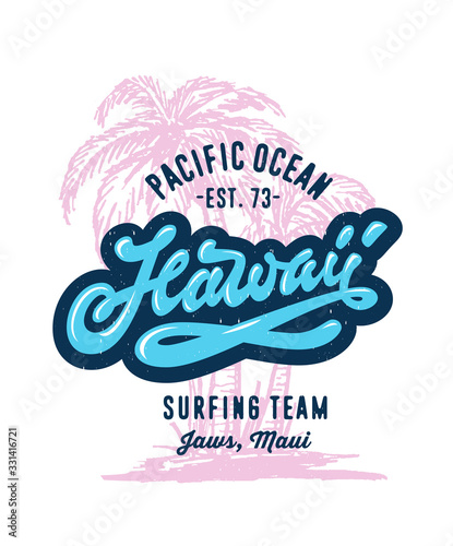 Vintage Hand lettered Hawaii Surfing t shirt