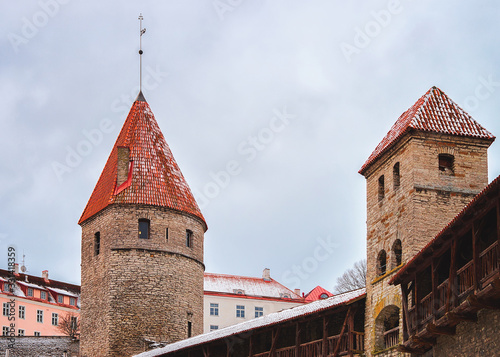 Defensive wall and towers of Old town Tallinn