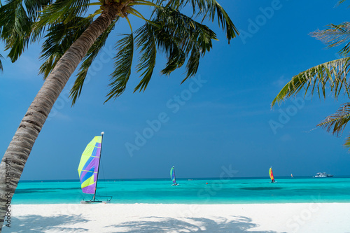 Sandy beach of tropical island in the Maldives