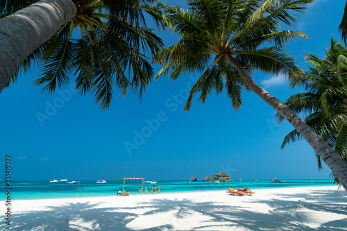 Sandy beach of tropical island in the Maldives