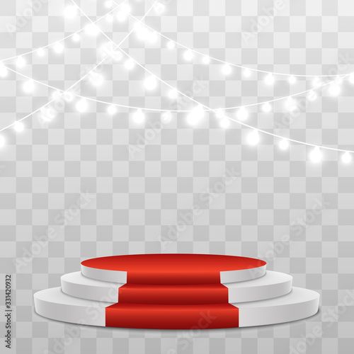 3D Quadrate Tapete - Fototapete Christmas lights isolated on transparent background. Vector illustration.	