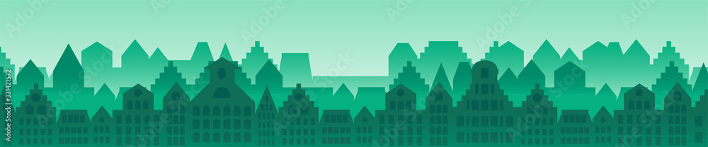 City skyline flat vector illustration