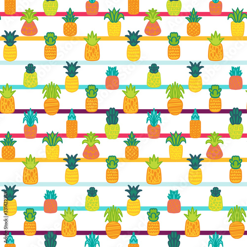 Summer fruits vector hand drawn seamless pattern