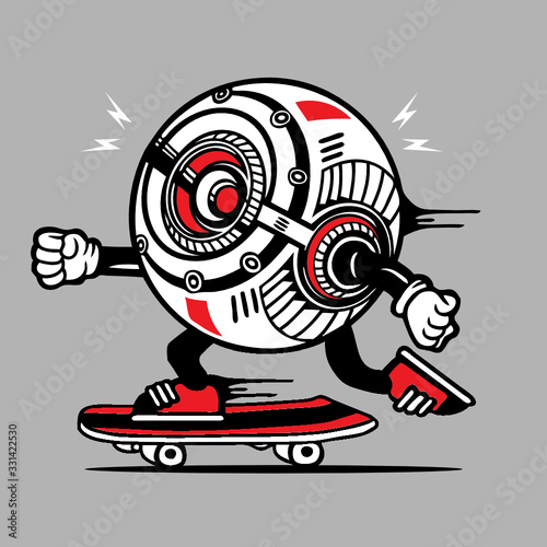 Droid Robot Skateboarding Character Design