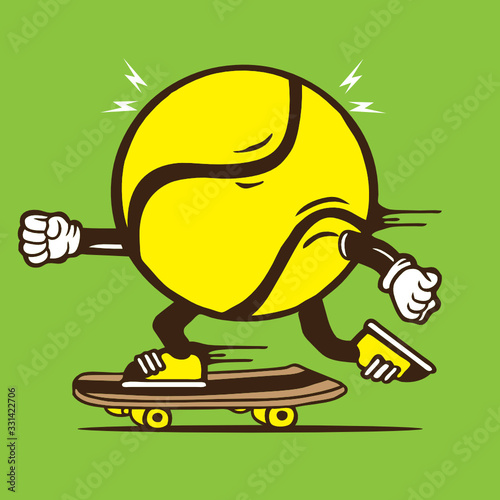 Tennis Ball Skateboarding Character Design