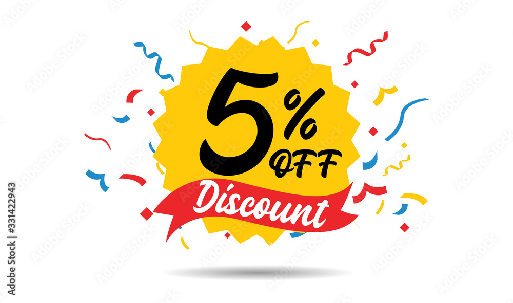 Fototapeta premium Sale discount icons. Special offer price signs. 5 percent off reduction symbols. ribbons or badge symbols. Colored elements. Vector