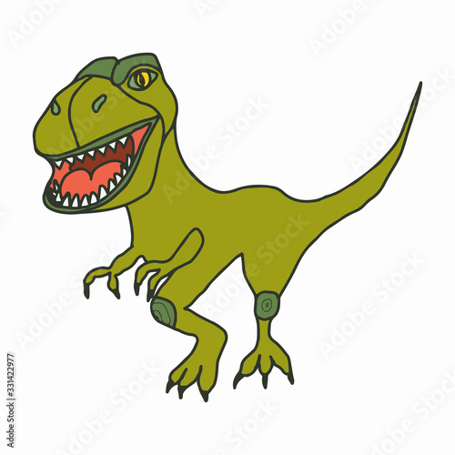 Green dinosaur on an isolated white background.Children s illustration. Stock vector illustration