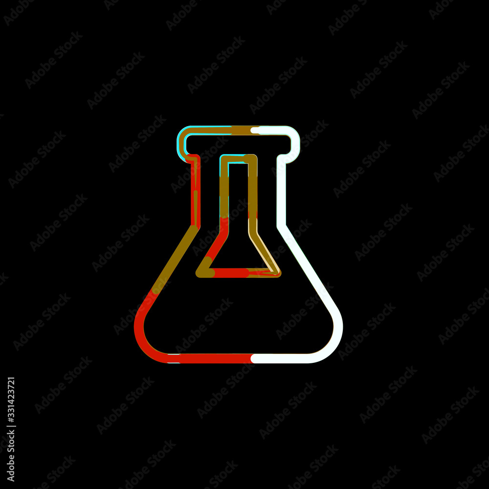 Symbol flask from multi-colored circles and stripes. Red, brown, blue, white Symbol flask from multi-colored circles and stripes. Red, brown, blue, white