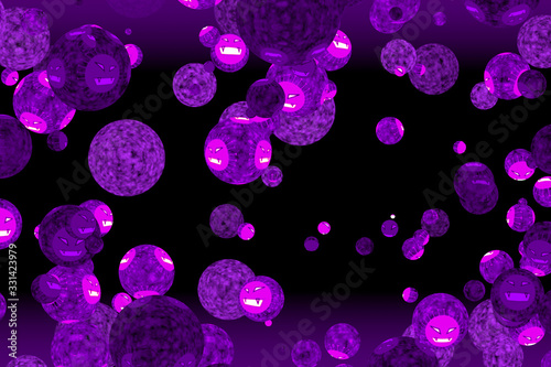 virus covid ball was mutation to devil face dark purple